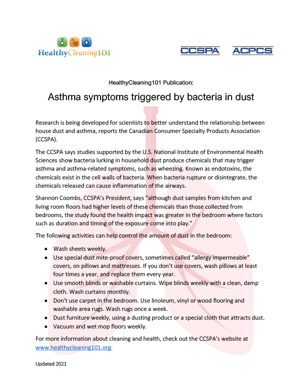Asthma symptoms triggered by bacteria in dust