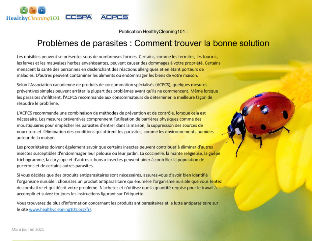Problèmes de parasites : Comment trouverla bonne solution